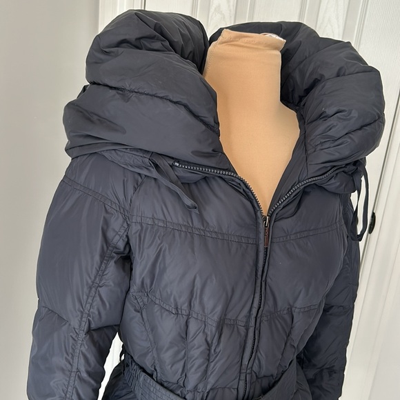 Add Navy Down Pillow Hood Belted Coat - Picture 7 of 16